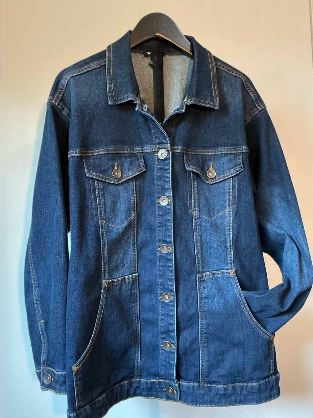 Tribal Dark Wash Relaxed Fit Blue Denim Jacket with Button Front Size Medium - Picture 11 of 11